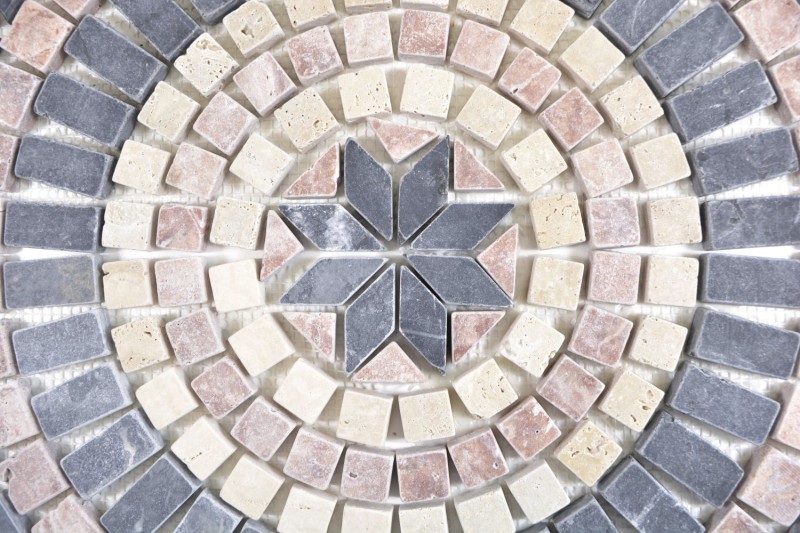 XL insert décor pierre naturelle rossoverona travertin beige noir anthracite carreau mosaïque mur sol cuisine - MOSDEKO45