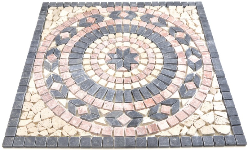 XL intarsio pietra naturale decoro rossoverona travertino beige nero antracite mosaico piastrelle muro pavimento cucina - MOSDEKO45