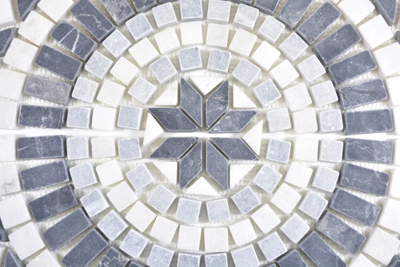 XL Inlay natural stone travertine anthracite black white light gray mosaic tile floor kitchen wall bathroom sauna - MOSDEKO57