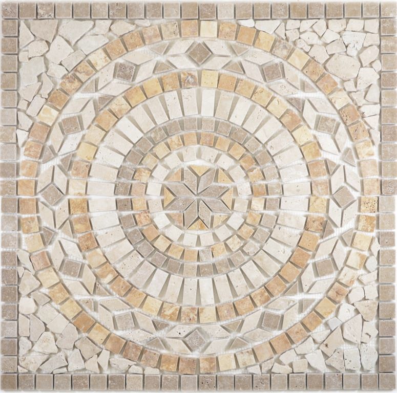 XL inlay natural stone yellow gold light beige walnut brown travertine mosaic tile floor kitchen wall bathroom sauna - MOSDEKO79