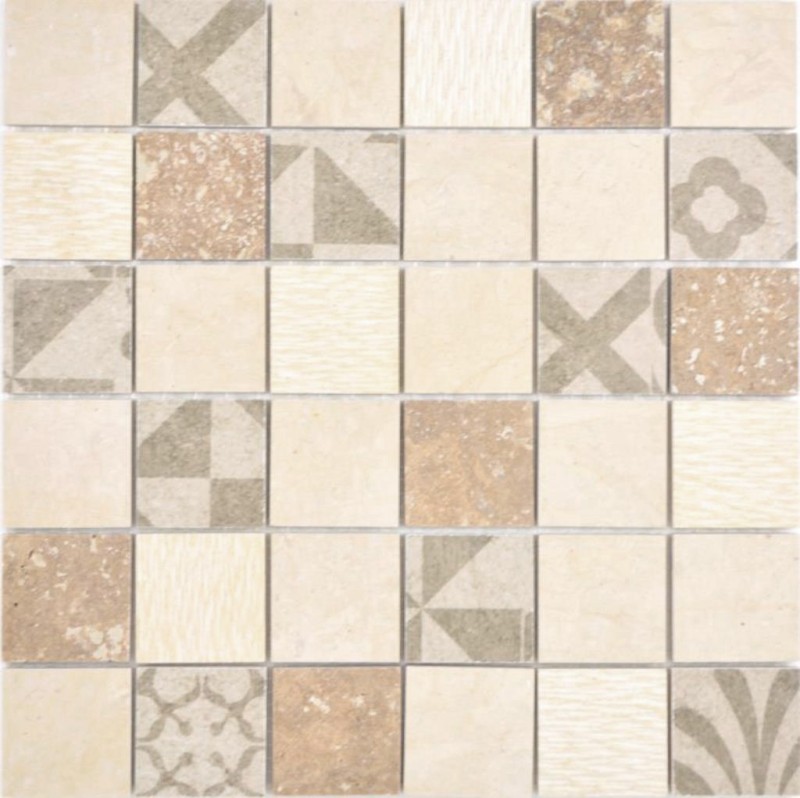 Piastrelle di marmo mosaico ceramico beige marrone parete cucina bagno backsplash - MOS180-B0348B
