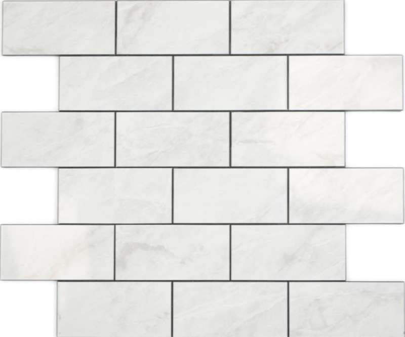 self-adhesive vinyl mosaic stone look white cream Carrara Subway mosaic tile wall tile backsplash kitchen bathroom MOS200-CLG