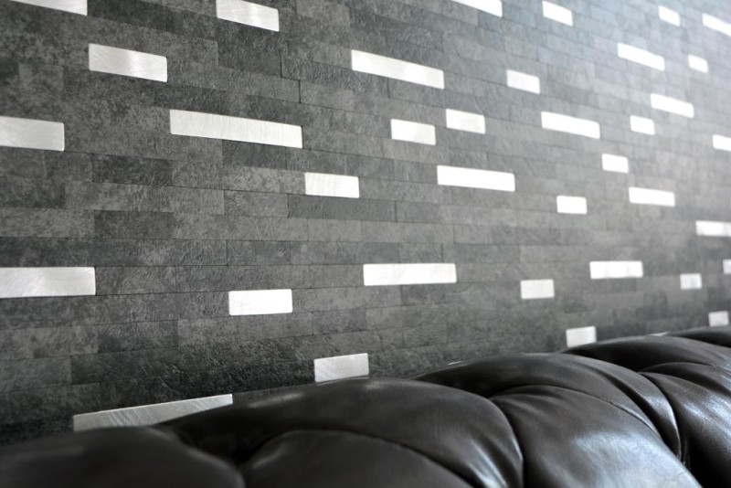 self-adhesive vinyl mosaic sticks stone look quartz anthracite silver tile backsplash kitchen wall MOS200-22BS