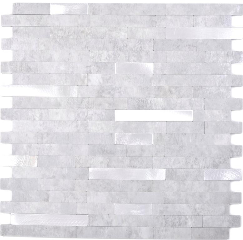 self-adhesive vinyl mosaic sticks stone look quartz cement gray silver tile backsplash kitchen wall MOS200-4GS