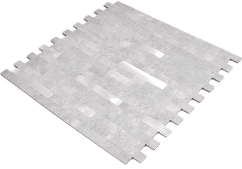 selbstklebende Vinyl Mosaikstäbchen Steinoptik Quarz zement grau silber Fliesenspiegel Küche Wand MOS200-4GS