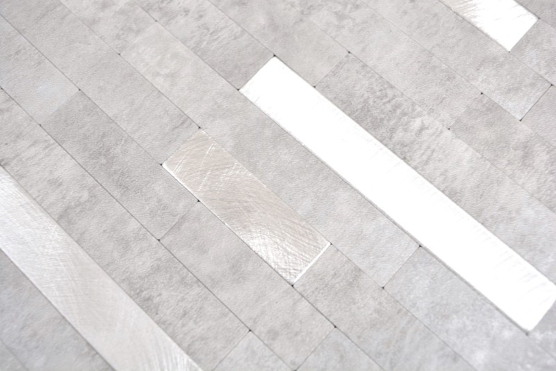 selbstklebende Vinyl Mosaikstäbchen Steinoptik Quarz zement grau silber Fliesenspiegel Küche Wand MOS200-4GS