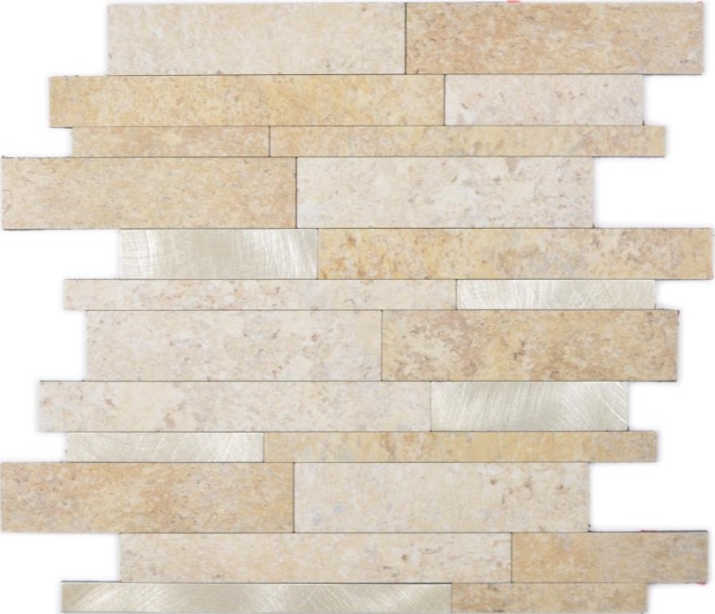 self-adhesive vinyl mosaic sticks stone look limestone brown gold tile backsplash kitchen wall MOS200-36LBG
