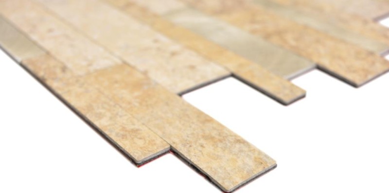 vinyle adhésif bâtonnets de mosaïque aspect pierre limstone brun or carrelage cuisine mur MOS200-36LBG