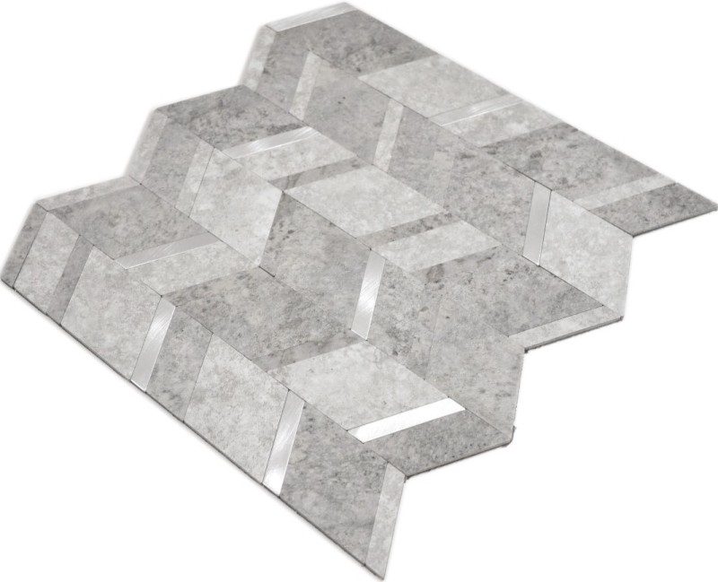 selbstklebende Mosaikmatten Pfeil Optik Vinyl grau silber anthrazit Fliesenspiegel Küche