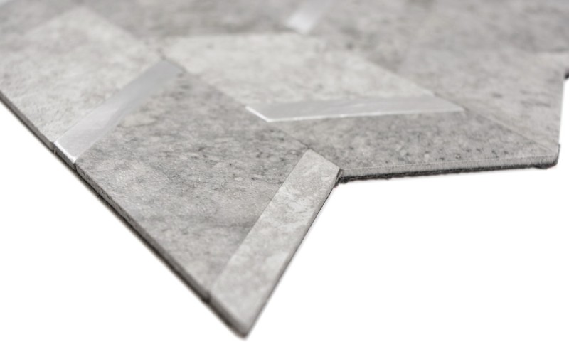 tapis mosaïque autocollant aspect flèche vinyle gris argenté anthracite carrelage cuisine