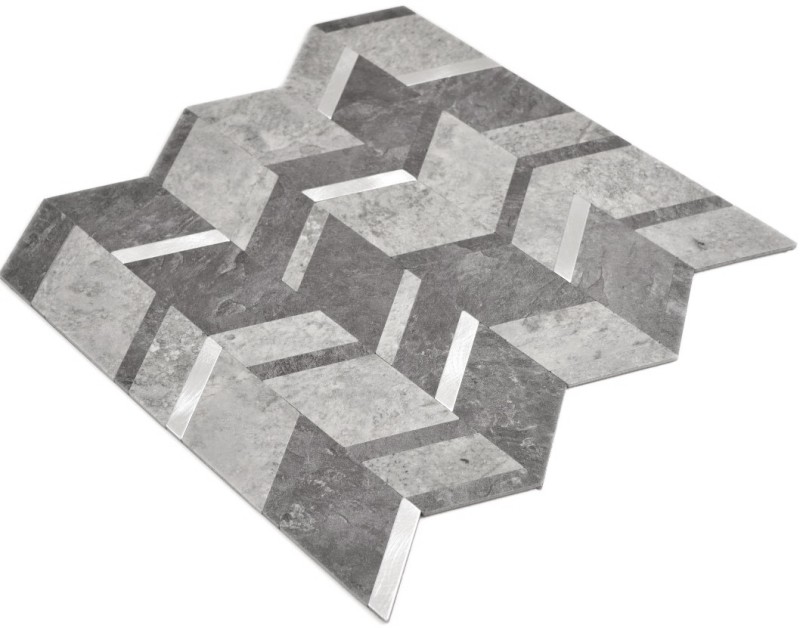 self-adhesive wall cladding tile backsplash vinyl stone look arrow look gray anthracite silver MOS200-4CDG