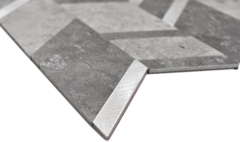 selbstklebende Wandverkleidung Fliesenspiegel Vinyl Steinoptik Pfeiloptik grau anthrazit silber MOS200-4CDG