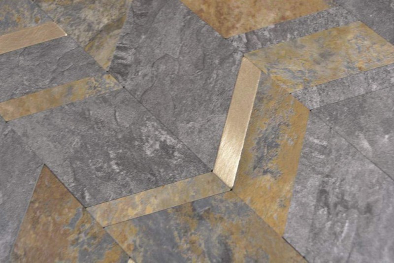 self-adhesive wall cladding tile backsplash vinyl stone look arrow look rust anthracite gold MOS200-48MRG