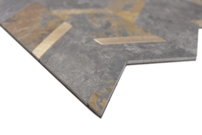 selbstklebende Wandverkleidung Fliesenspiegel Vinyl Steinoptik Pfeiloptik rost anthrazit gold MOS200-48MRG