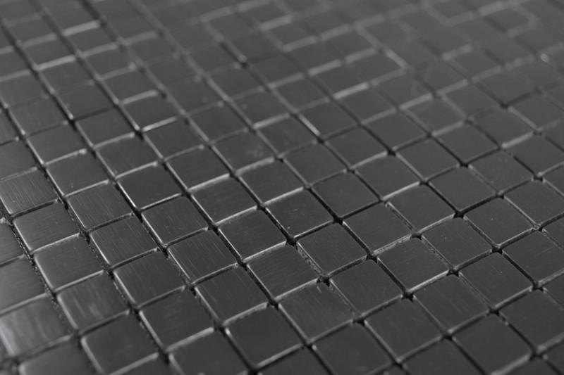 self-adhesive metal look aluminum black matt/glossy brushed tile backsplash kitchen wall MOS200-L1B