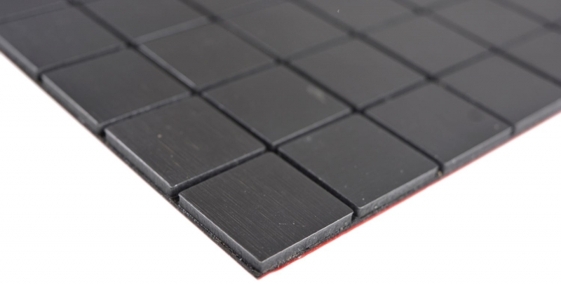 Quadrato in metallo alluminio nero opaco spazzolato autoadesivo MOS200-L3B_f