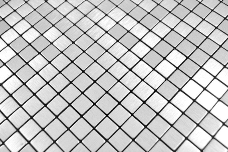 selbstklebende Mosaikfliese Metall Alu silber matt gebürstet Fliesenspiegel Küchenrückwand MOS200-L5S