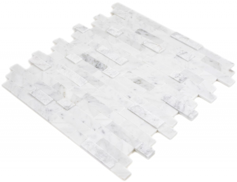Bâtonnets de mosaïque composite autocollants Pierre naturelle blanche avec Carrara Carrelage cuisine optique murale MOS200-M22
