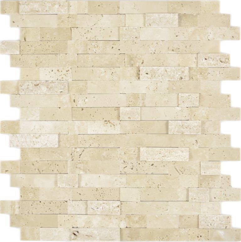 self-adhesive composite mosaic sticks natural stone Traverin beige tile backsplash kitchen wall optics MOS200-M42