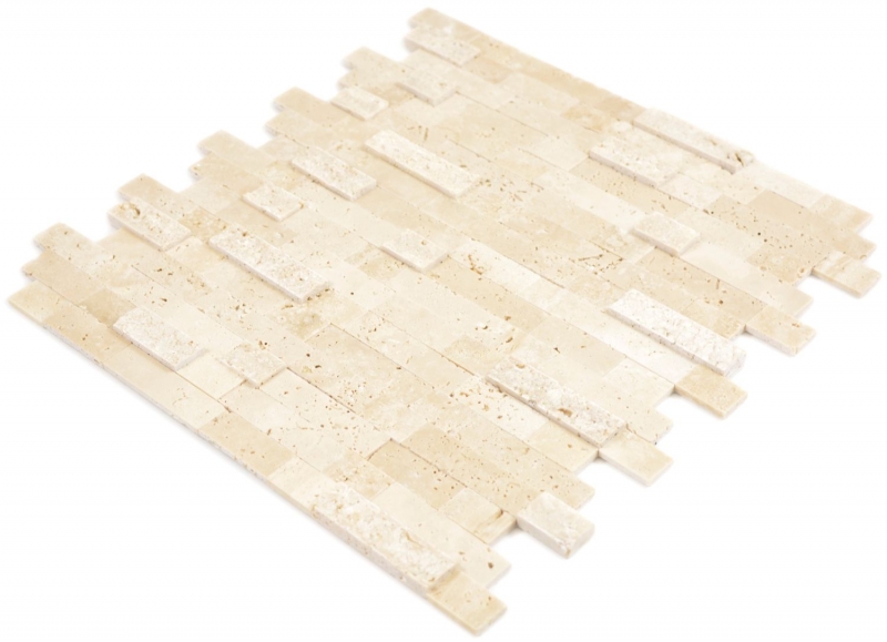 self-adhesive composite mosaic sticks natural stone Traverin beige tile backsplash kitchen wall optics MOS200-M42