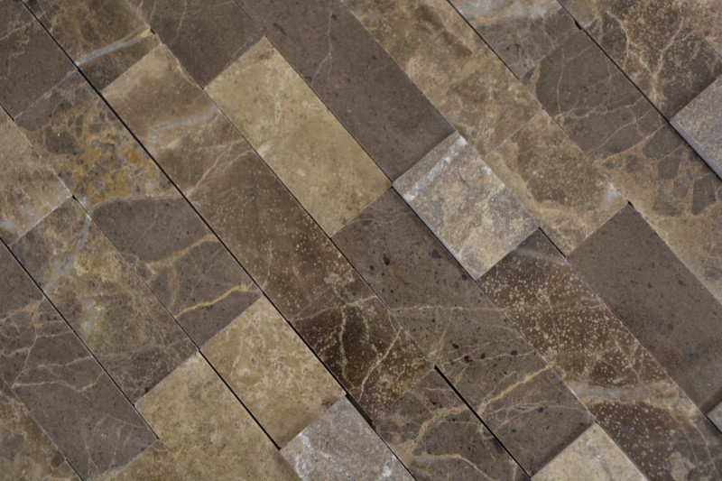 bastoni autoadesivi mosaico composito pietra naturale emparador marrone piastrelle backsplash cucina parete look MOS200-M52