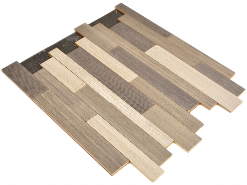 self-adhesive real wood panels composite gray beige HSC wooden wall tile backsplash kitchen splashback MOS170-PW3