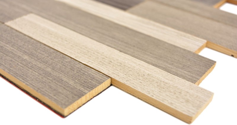 selbstklebende Echtholz Paneele Verbund grau beige HSC Holzwand Fliesenspiegel Küchenrückwand MOS170-PW3