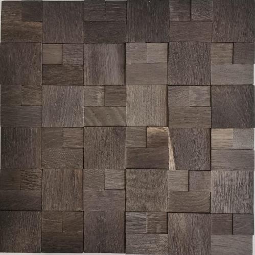 pannello di legno mosaico autoadesivo di fronte marrone scuro 3D muro di legno cucina backsplash piastrelle