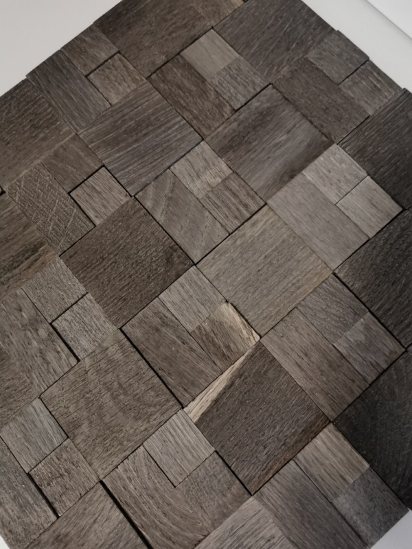 pannello di legno mosaico autoadesivo di fronte marrone scuro 3D muro di legno cucina backsplash piastrelle