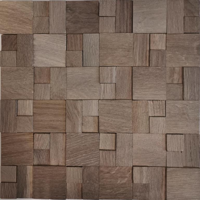 self-adhesive wood mosaic wood panel facing walnut brown 3D wood wall kitchen tile backsplash