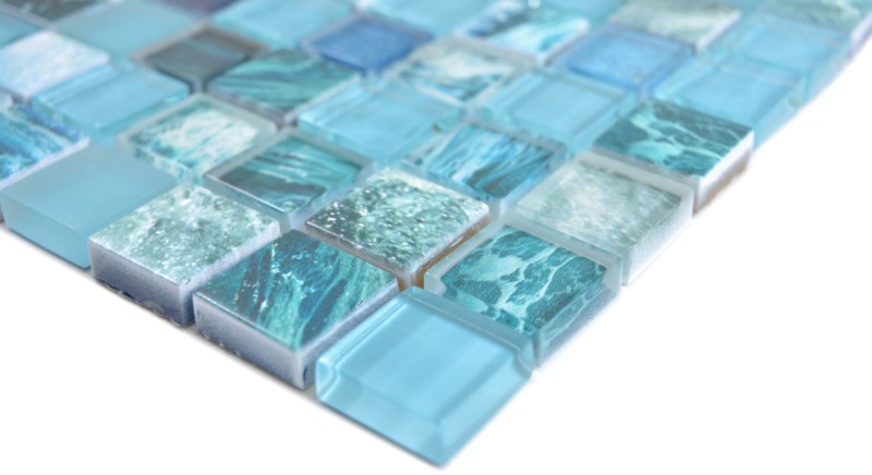 Glass mosaic mosaic tiles Arts and Crafts green blue Ocean wall tile backsplash kitchen shower bathroom MOS74-0605