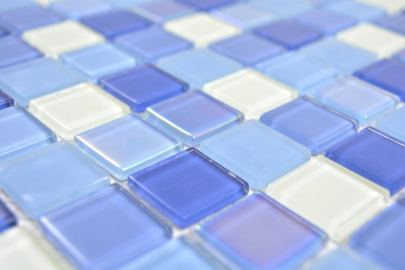 Piastrelle di mosaico di vetro mosaico fluorescente blu bianco piastrelle di mosaico muro piastrelle backsplash cucina doccia bagno