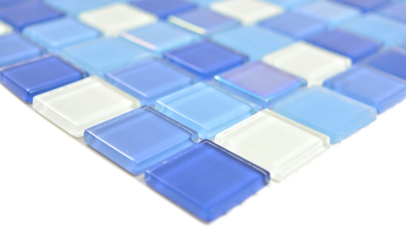 Glass mosaic fluorescent blue white mosaic tile wall tile backsplash kitchen shower bathroom MOS88-1006_f