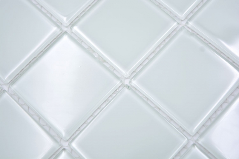 Glass mosaic white green tint mosaic tile wall tile backsplash kitchen shower bathroom MOS78-0101_f