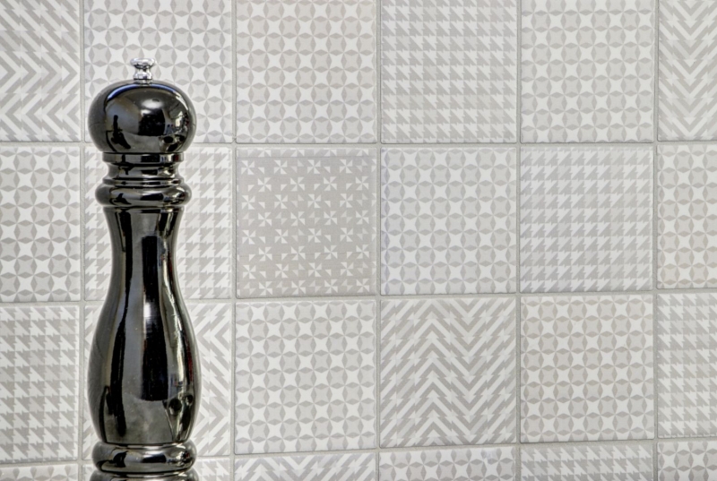 Hand pattern retro vintage mosaic tile ceramic white Geo White MOS22B-1401_m
