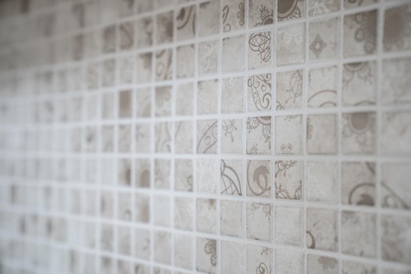 Hand pattern mosaic tile retro vintage ceramic mosaic gray khaki tile backsplash MOS18D-1402_m