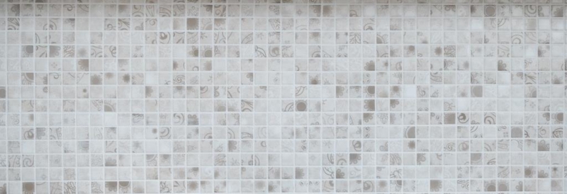 MOS18D-1402_m: piastrelle a mosaico con motivo a mano, mosaico ceramico vintage retrò, piastrelle grigio cachi