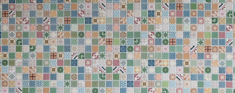 Hand-patterned colorful mosaic tile Spanish look retro vintage ceramic mosaic MOS18D-1616_m