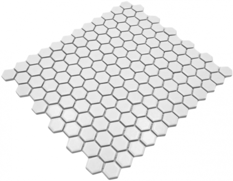 Motif main Mosaïque Carreau céramique Hexagone blanc mat mur douche Carreaux muraux MOS11A-0111_m