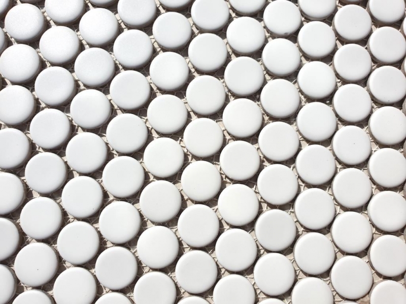 Motif à main Mosaïque en forme de bouton LOOP mosaïque ronde blanc brillant mur cuisine douche SALLE DE BAINS MOS10-0102_m