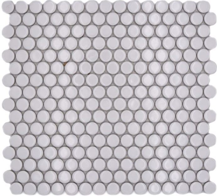 Handmuster Knopfmosaik LOOP Rundmosaik weiß glänzend Wand Küche Dusche BAD MOS10-0102_m