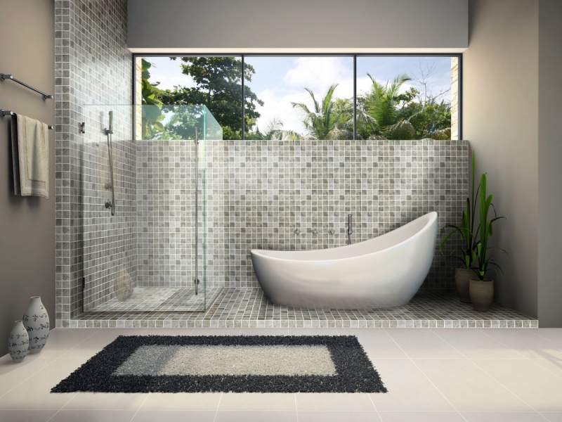 Hand sample mosaic tile natural stone look gray structure bathroom tile backsplash MOS16-HWA4GY_m