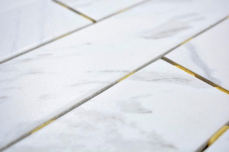 Hand-patterned mosaic tile ceramic white Brick Carrara in Dot Joint MOS24CD-0102_m
