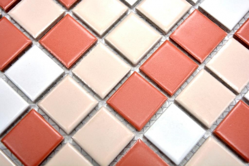 Hand-painted mosaic tile ceramic white cream terracotta matt tile backsplash kitchen MOS18-1311_m