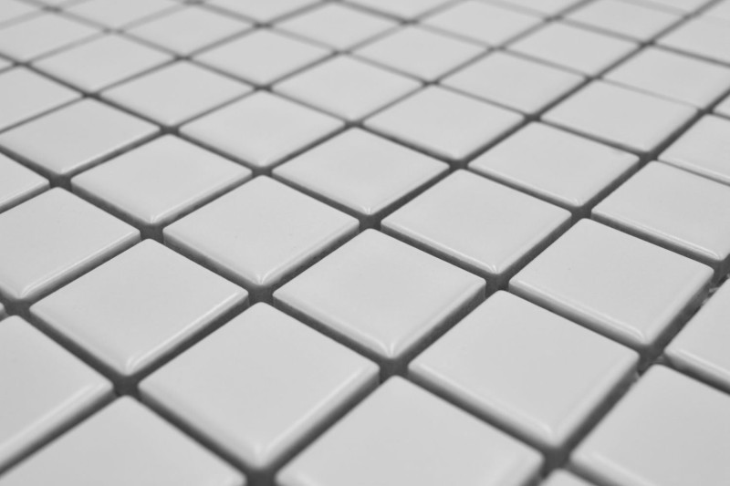 Hand-painted ceramic mosaic WHITE MATT shower splashback bathroom tile kitchen splashback MOS18D-0111_m