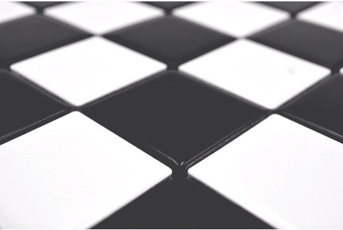 Hand-painted mosaic tile ceramic white black matt chessboard tile backsplash MOS16-CD202_m