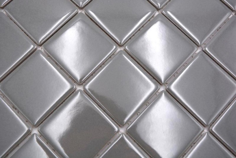 Handmuster Mosaikfliese Keramik metall grau glänzend Fliesenspiegel Küchenwand MOS16B-0204_m