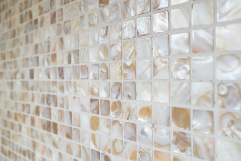 Modello di mosaico a mano conchiglia beige chiaro piastrella da parete bagno MOS150-SM203_m