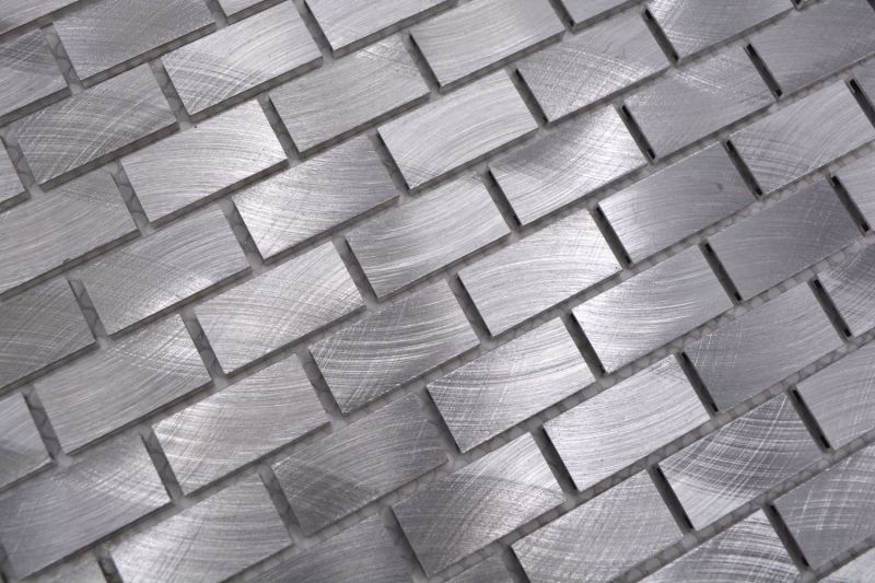 Campione a mano di mosaico alluminio argento Brick alluminio alu Piastrella backsplash cucina MOS48-0204_m