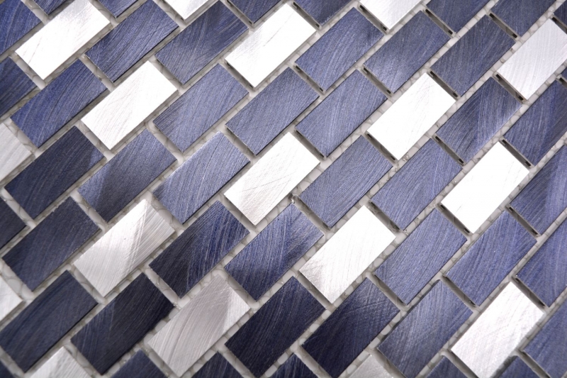 Handmuster Mosaik Fliese Aluminium Brick Aluminium alu schwarz Fliesenspiegel Küche MOS48-0208_m